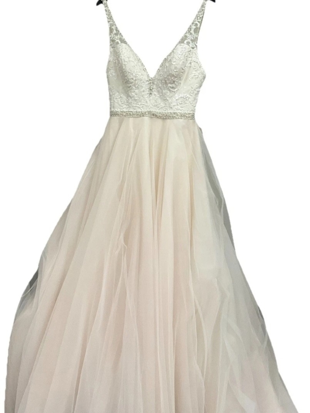 VENUS Blush Ivory Tulle Wedding Gown with Lace Bodice Size 8 Nwot